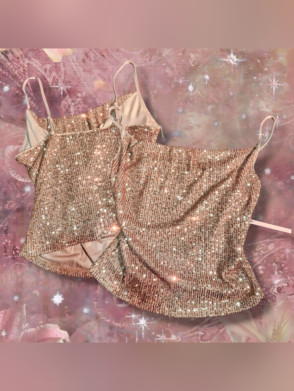 iris Rose Gold Sequin Cami Top